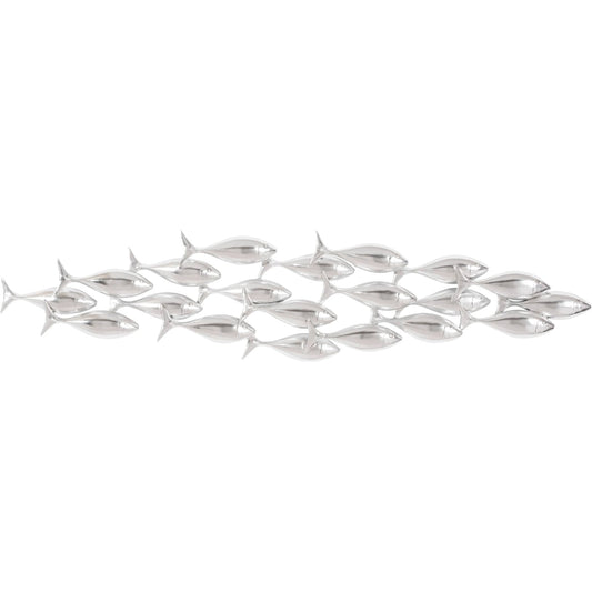Silver School of Fish Wall Art by Phillips Collection in silver and silver leaf. Made from resin in a modern style.