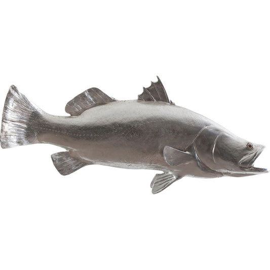 000 SR-820027 | Primary Silo | Barramundi Fish by Phillips Collection in silver and silver leaf. Made from resin in a coastal style.