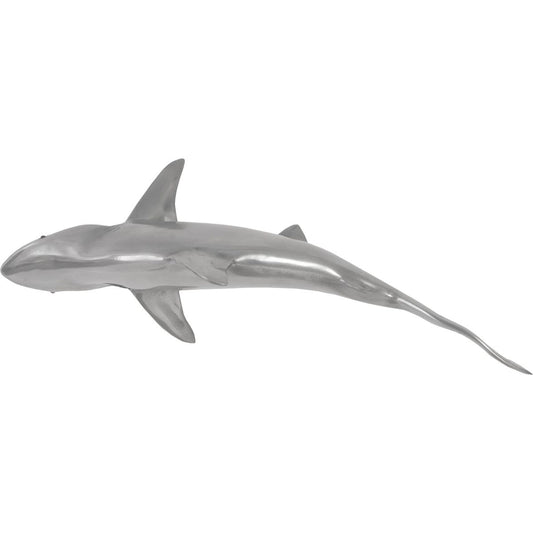 Whaler Shark by Phillips Collection in silver. Made from resin in a coastal style.