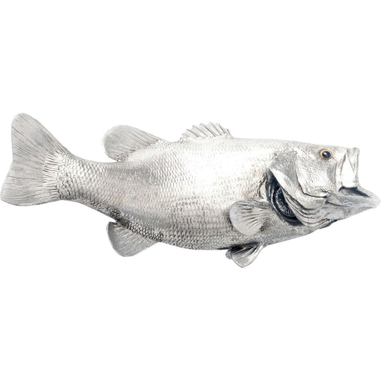 001 SR-820578 | Primary Silo | Largemouth Bass Fish by Phillips Collection in silver and silver leaf. Made from resin in a coastal style.
