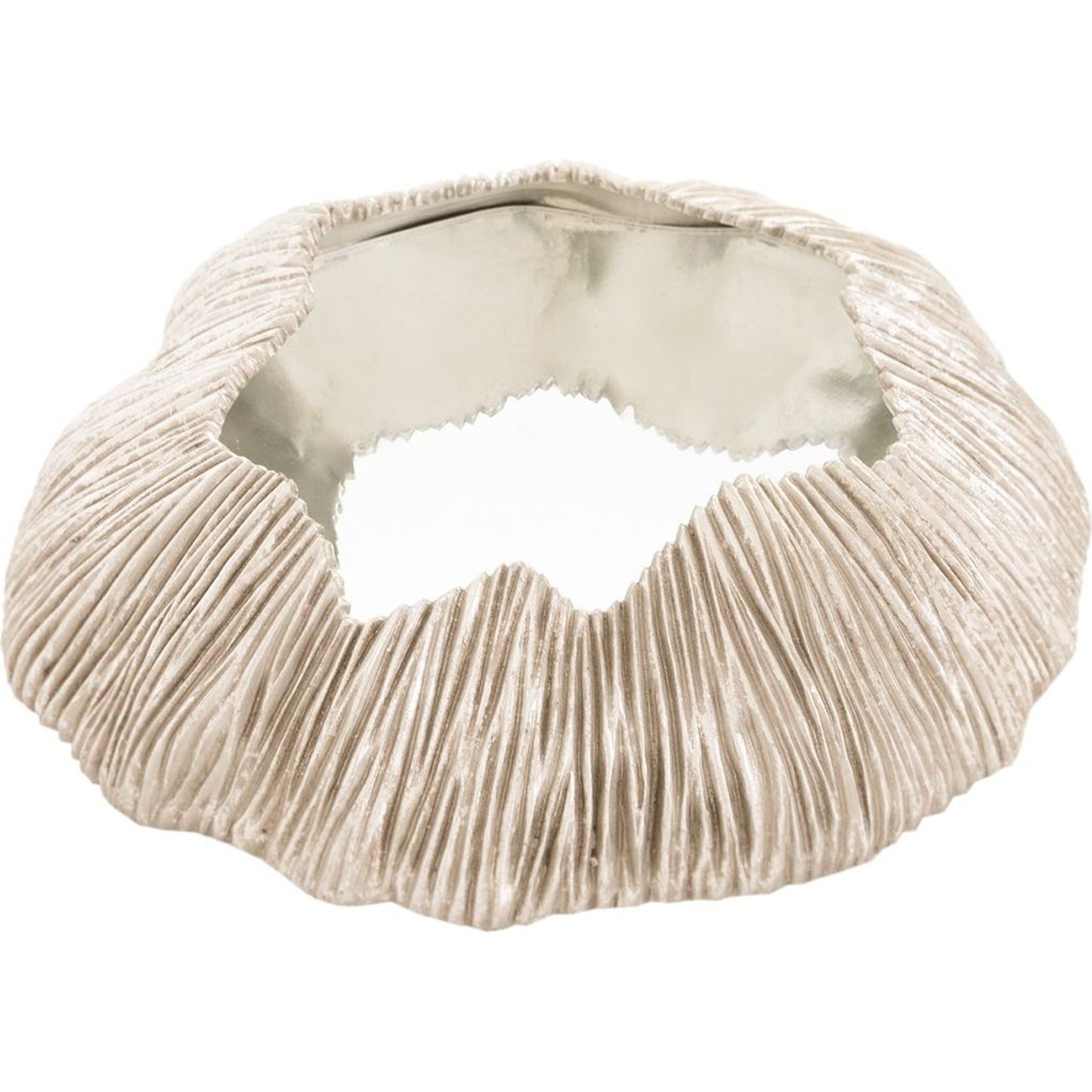 003 SR-820453 | Closeup | Fungia Mirror by Phillips Collection in silver and silver leaf. Made from resin in a modern style.