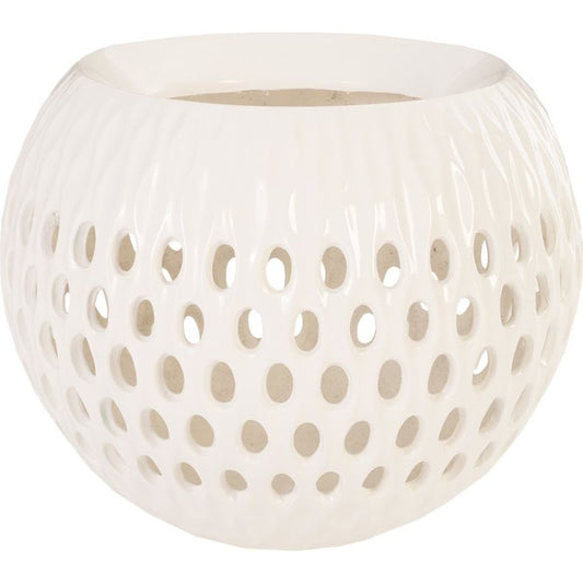 Breathe Planter by Phillips Collection in gel coat. Made from resin in a coastal style.