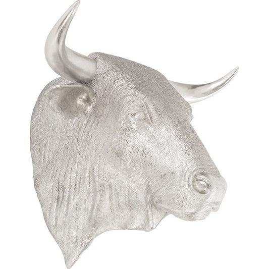 001 SR-820947 | Primary Silo | Spanish Fighting Bull Wall Art by Phillips Collection in silver and silver leaf. Made from resin in a eclectic & global style.