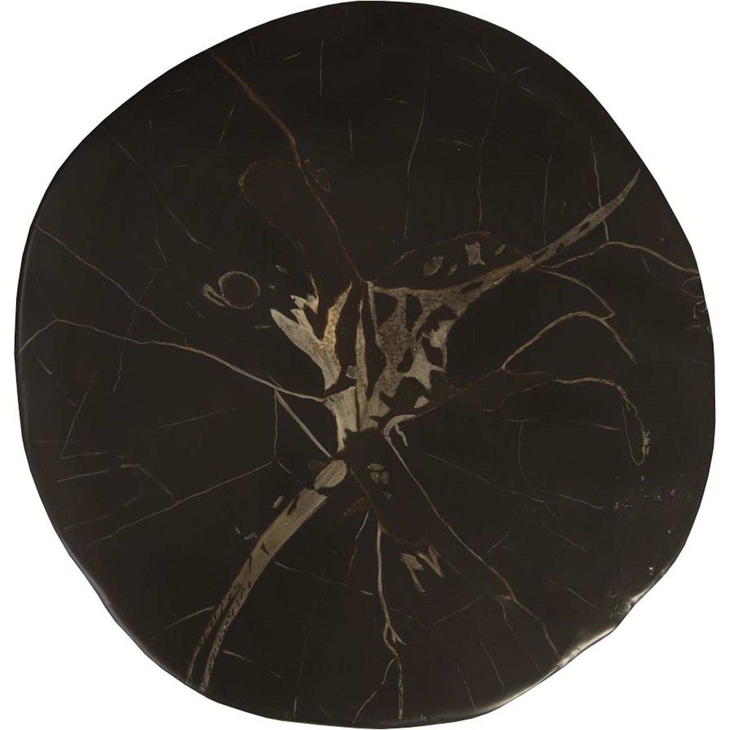 002 SR-820181 | Additional Silo | Cast Petrified Black Round Wood Stool, Resin by Phillips Collection in black, gold and black round. Made from resin in a eclectic & global style.