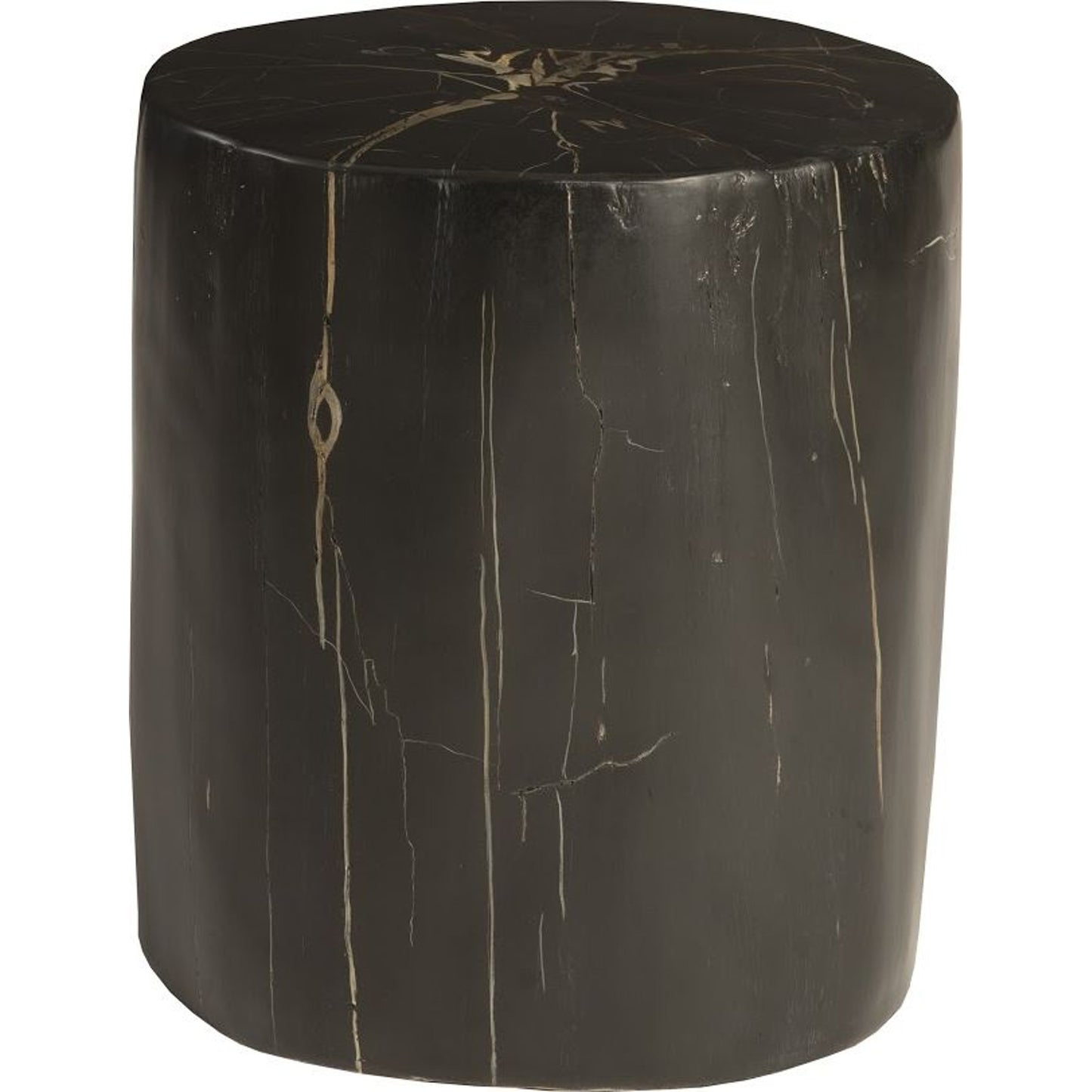 001 SR-820181 | Additional Silo | Cast Petrified Black Round Wood Stool, Resin by Phillips Collection in black, gold and black round. Made from resin in a eclectic & global style.