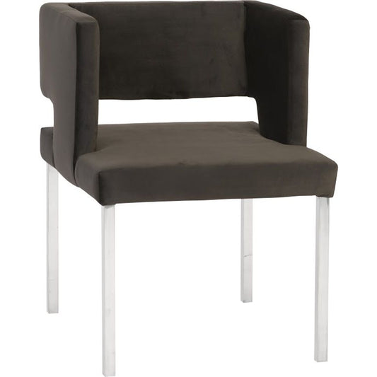Raffia Dining Chair by Phillips Collection in black, silver. Made from other fabrics in a modern style.