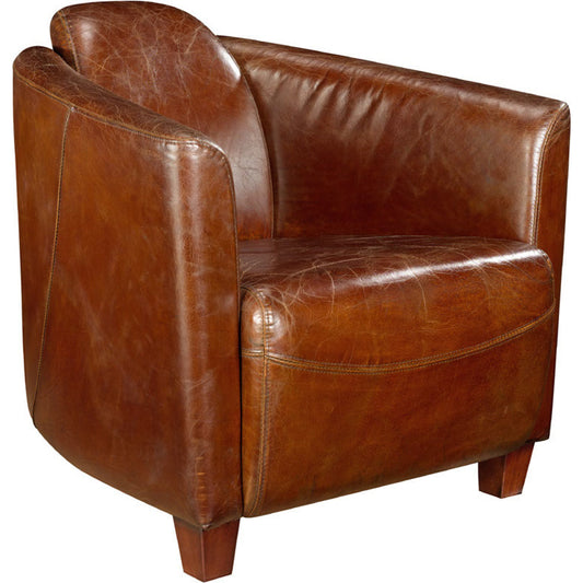 Salzburg Club by Moe's Home Collection in dark brown. Made from top grain leather, birch wood frame in a rustic style.