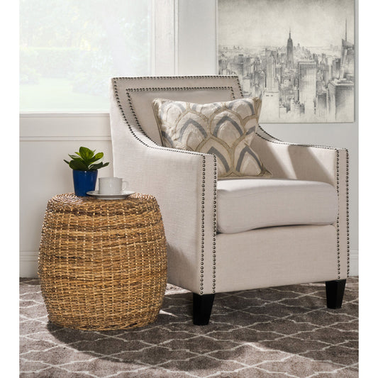Mobbi End Table by Kosas Home. Made from rattan abaca in a coastal style.