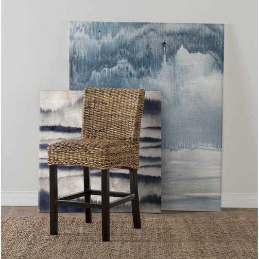 Portman Counter Stool by Kosas Home. Made from rattan abaca top, mahogany legs in a coastal style.