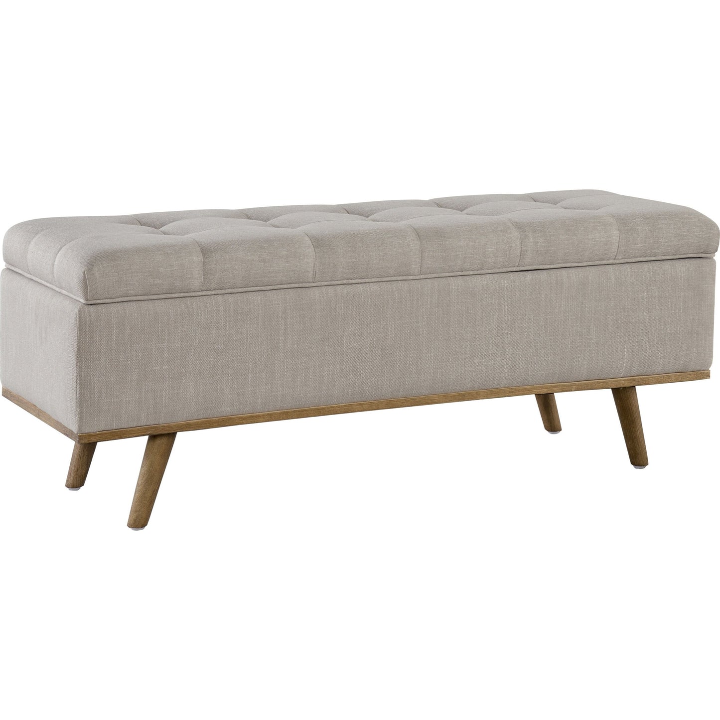 001 SR-897827 | Additional Silo | Stimpson Storage Bench by Kosas Home in french beige. Made from solid wood, upholstered in: 57% polyester, 25% viscose, 18% linen in a transitional style.