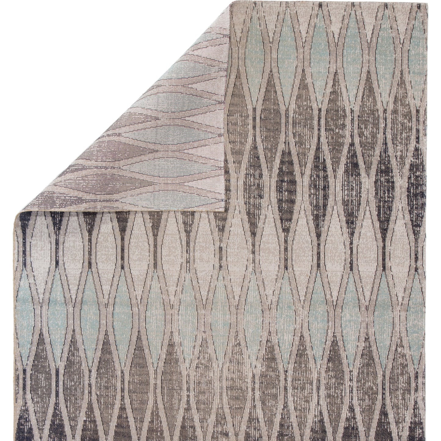 005 100150-42033,100150-42034,100150-42035,100150-45418 | Closeup | Polaris POL02 Indoor/Outdoor Rug by Jaipur Living in gray, blue. Made from 100% polypropylene in a unique style.