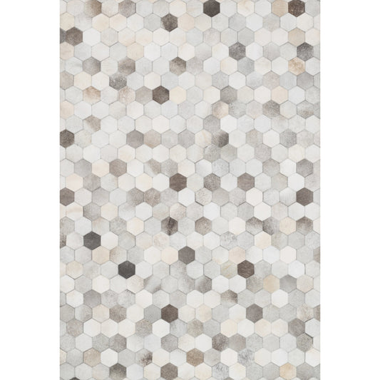 Promenade PO-02 Rug by Loloi in gray. Made from 100% cowhide in a modern style.