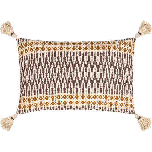 Provo Pillow - 30494 by Surya in ivory, dark brown, burnt orange. Made from front: 100% cotton, back: 100% cotton in a modern style.