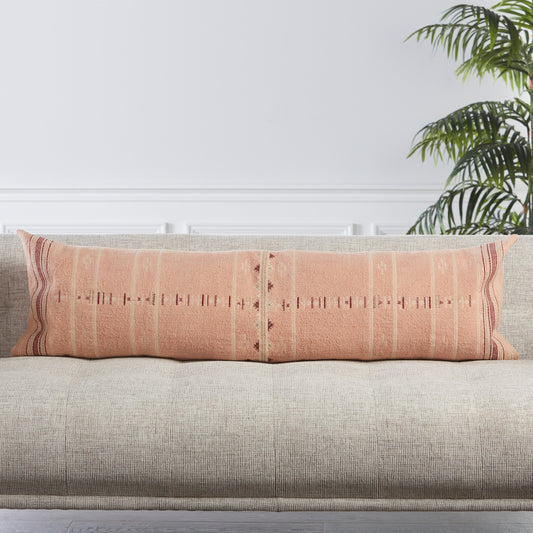Puebla PUB01 Pillow by Jaipur Living in blush, cream. Made from 100% cotton in a rustic style.