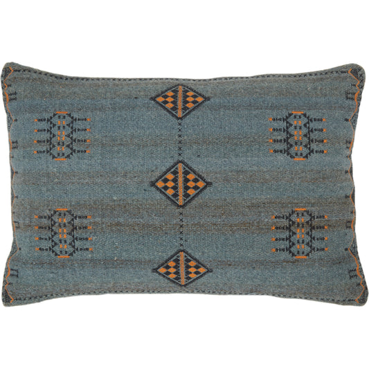 001 SR-861816,SR-861817 | Primary Silo | Puebla PUB02 Pillow by Jaipur Living in dark blue, gold. Made from 85% wool 15% cotton in a eclectic & global style.