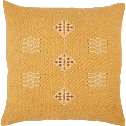 001 SR-861808,SR-861809 | Primary Silo | Puebla PUB06 Pillow by Jaipur Living in yellow, white. Made from 100% cotton in a rustic style.