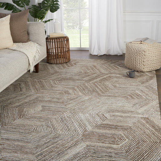 Avalon Rug by Jaipur Living in brown, light gray. Made from 100% wool in a modern style.