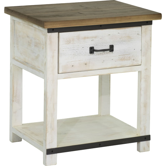001 SR-818658 | Primary Silo | Provence Nightstand by LH Imports in white, brown. Made from reclaimed pine in a cottage & farmhouse style.