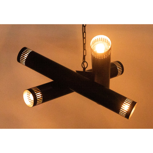 Javelin Chandelier by Noir in matte black. Made from industrial steel in a modern style.