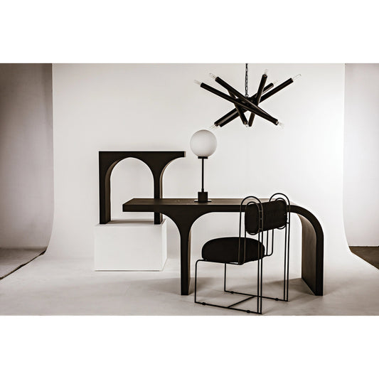 Mond Table Lamp by Noir in matte black. Made from industrial steel in a modern style.