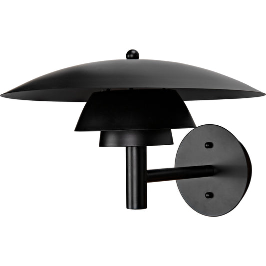Caprese Sconce by Noir in matte black. Made from industrial steel in a modern style.