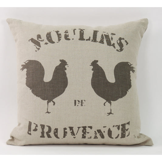 001 S-337215 | Primary Silo | French Rooster Pillow by Zentique in natural linen and linen. Made from linen in a cottage & farmhouse style.