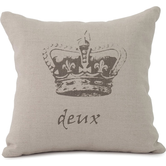 001 S-337175 | Primary Silo | French Deux Crown Pillow by Zentique in natural linen and linen. Made from linen in a cottage & farmhouse style.