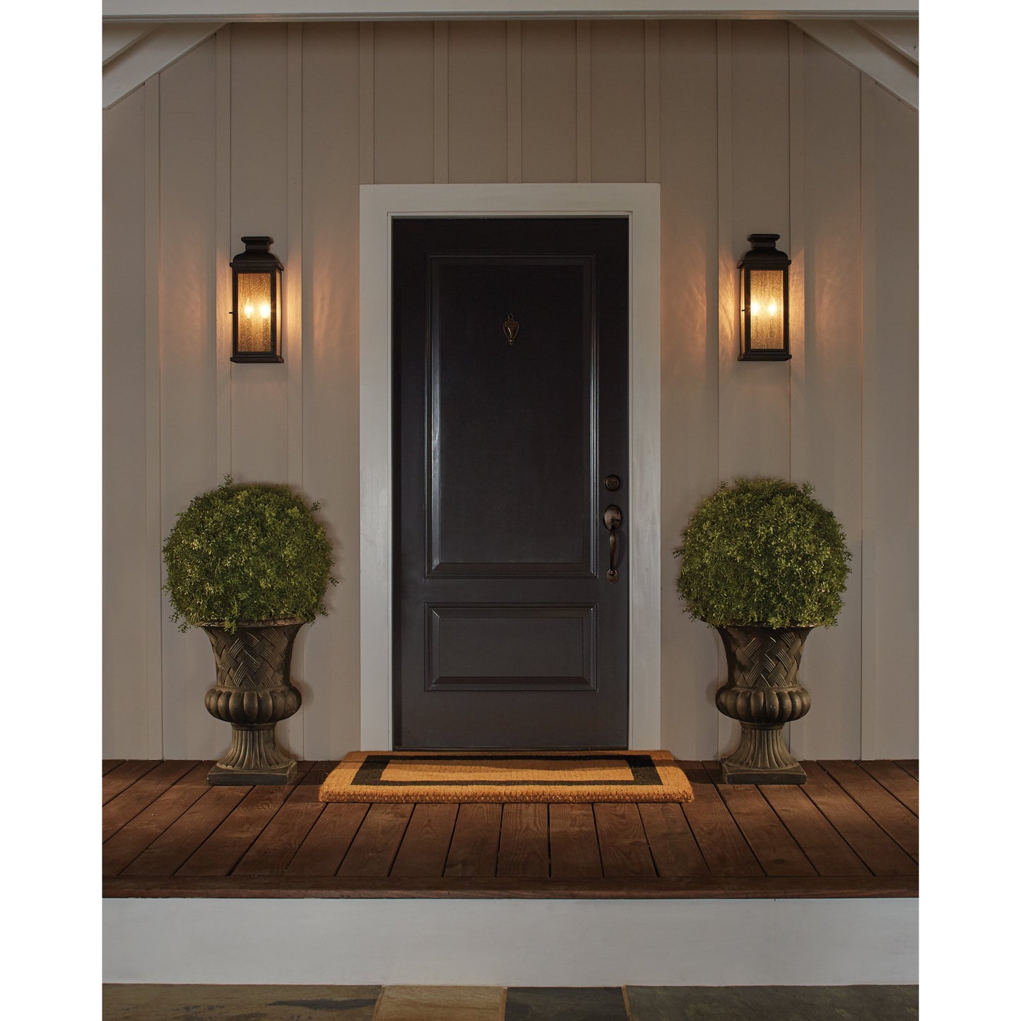 004 S-285344 | Lifestyle | Pediment Outdoor Post by Generation Lighting in dark weathered zinc. Made from stainless steel in a traditional style.