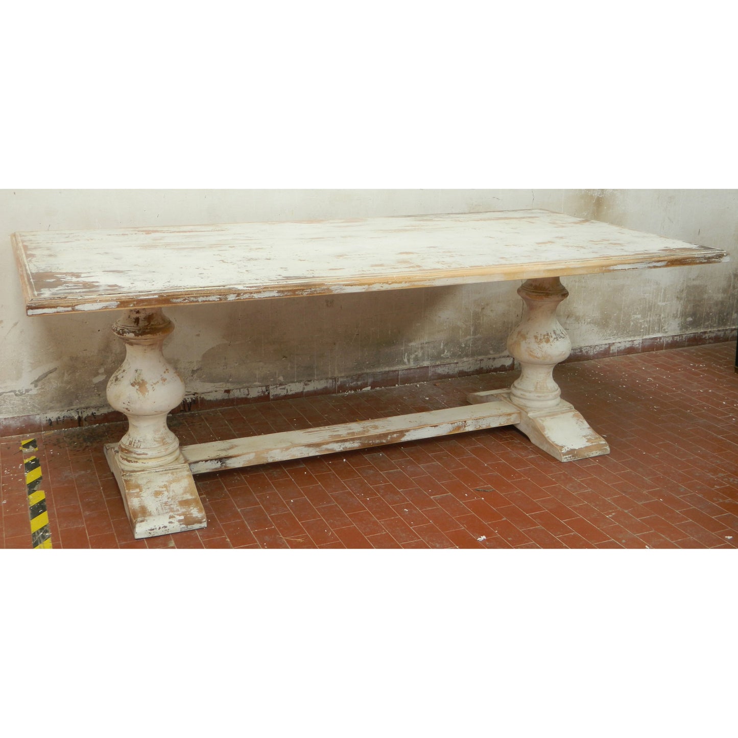 002 S-243504 | Additional Silo | Lionisio Trestle Table by Sarreid Ltd. in ivory and disrupted white finish. Made from wood in a cottage & farmhouse style.