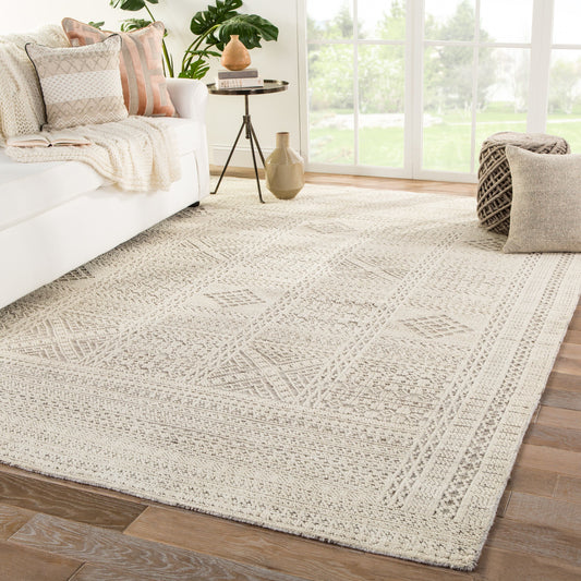 Reign REI07 Rug by Jaipur Living in white, light gray. Made from 100% wool in a unique style.