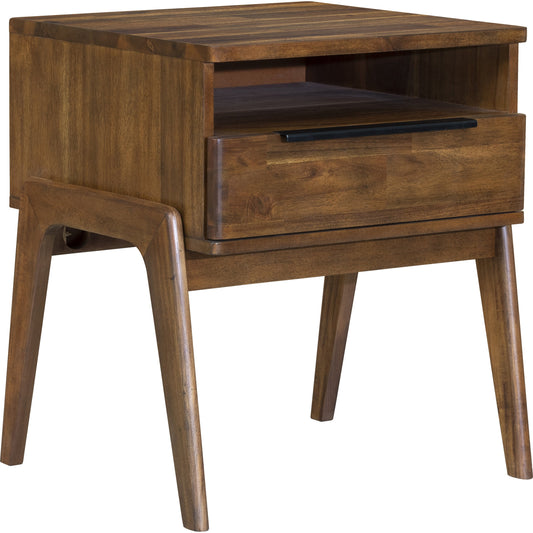 Remix Nightstand by LH Imports in brown. Made from solid acacia, veneer in a modern style.