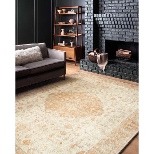 Rosette Mila Rug by Loloi in ivory, terracotta. Made from 100% polyester in a traditional style.