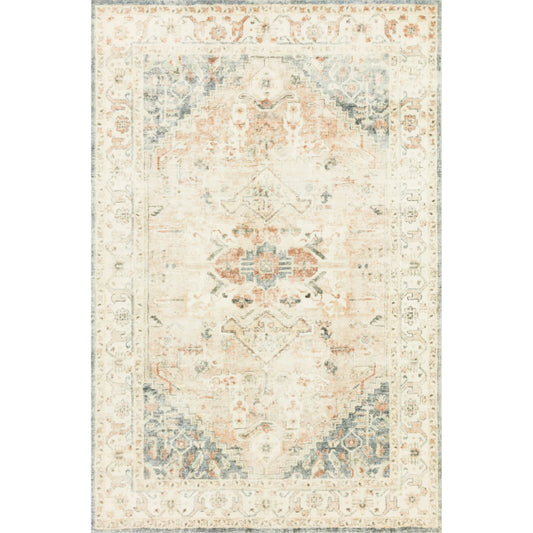 Rosette Abigail Rug by Loloi in clay, ivory. Made from 100% polyester in a traditional style.