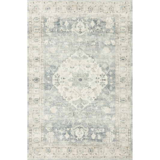ROS-07 by Loloi in denim, fog. Made from 100% polyester in a traditional style.