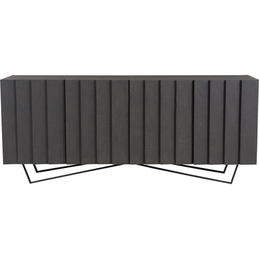 Brolio Sideboard by Moe's Home Collection in gray, black. Made from solid mango wood, iron legs, mdf back in a modern style.