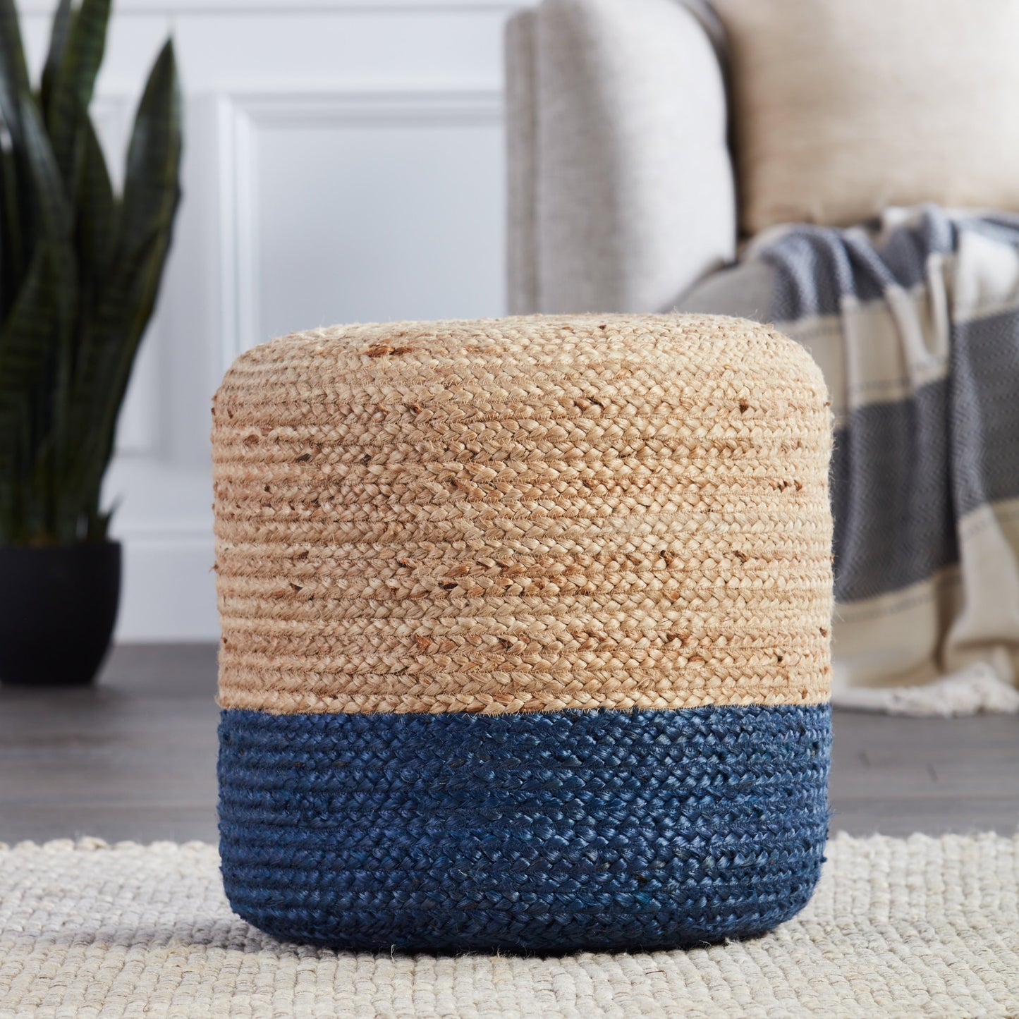 007 SR-861830 | Lifestyle | Saba Oliana 18" Pouf by Jaipur Living. Made from 100% jute in a coastal style.