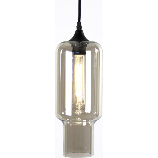Aiden Hanging Light by Zentique in tinted gray and glass. Made from metal, smoky glass in a modern style.