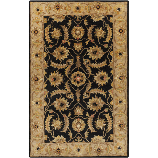 A-171 Rug by Surya in black, medium brown, light brown, plum, olive. Made from 100% new zealand wool in a unique style.