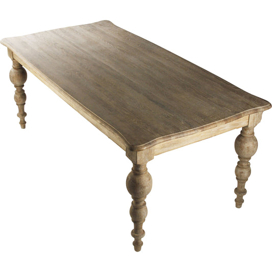 Felicia Dining Table by Zentique in limed gray and oak. Made from oak in a cottage & farmhouse style.
