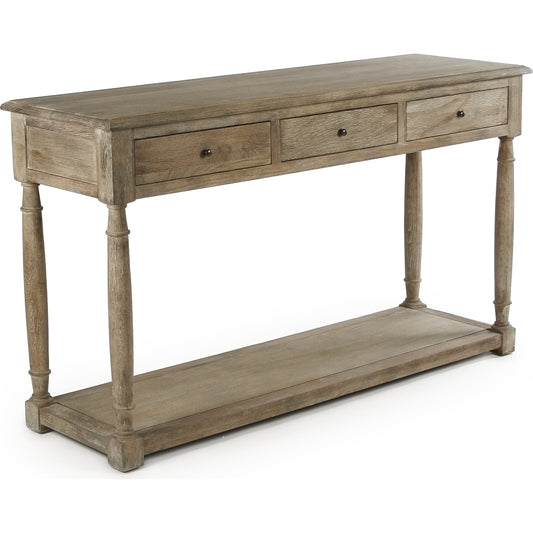 Bruno Console by Zentique in limed gray and oak. Made from oak in a cottage & farmhouse style.