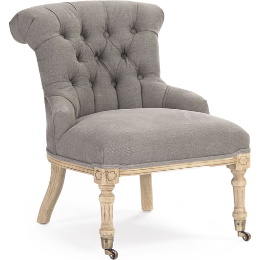 Fulbert Chair by Zentique in gray cotton and natural oak. Made from natural oak in a traditional style.
