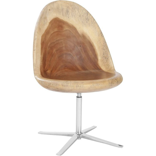 Smoothed Swivel Chair by Phillips Collection in brown, silver. Made from wood in a eclectic & global style.
