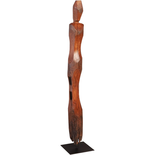 Old Pole Man Statue by Phillips Collection in brown, black. Made from wood, metal in a modern style.