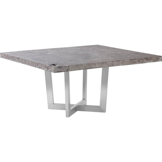 Origins Dining Table by Phillips Collection in gray and gray stone. Made from wood, chamcha wood, metal, stainless steel in a modern style.