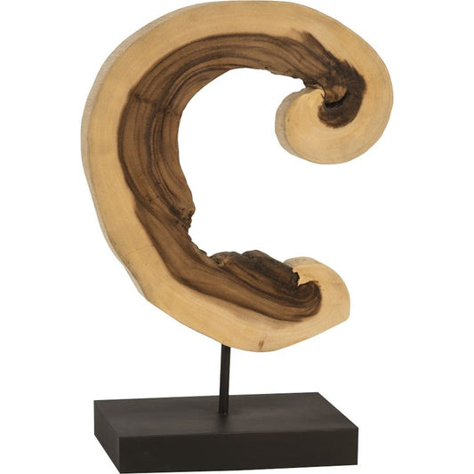 Creature Sculpture on Stand by Phillips Collection in gray stone. Made from wood in a rustic style.