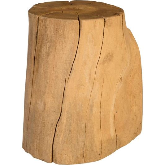 Wood Round Stool by Phillips Collection in brown. Made from wood in a rustic style.