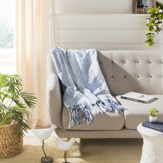 Sarasota Throw by HedgeApple Essentials in blue, white. Made from cotton in a coastal style.