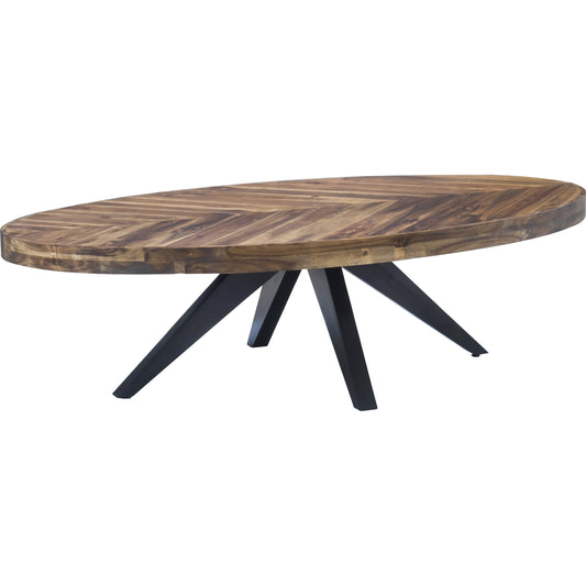 Parq Oval Coffee Table by Moe's Home Collection in cappuccino. Made from solid acacia wood, mdf in a modern style.
