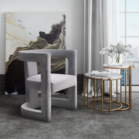 Ada Chair by TOV Furniture in gray. Made from velvet, birch in a modern style.