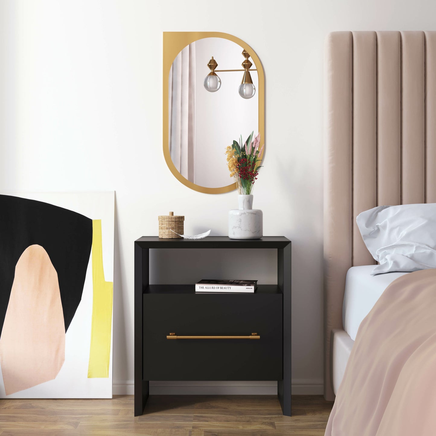 015 SR-833871 | Lifestyle | Libre Nightstand by TOV Furniture. Made from acacia in a modern style.